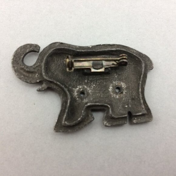 Vintage Pewter Elephant Stud Earrings in Brooch Pin Trunk Up MISSING Items - Picture 8 of 15